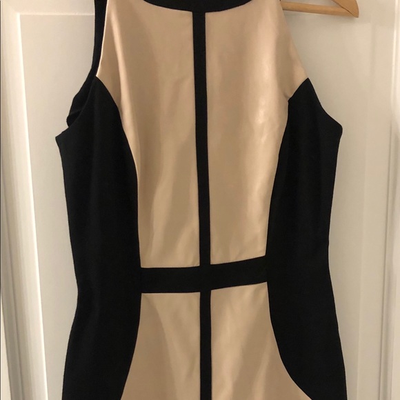 Vakko Dresses & Skirts - Vakko black/cream faux leather paneled dress